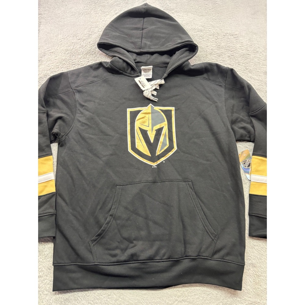 NHL Vegas Golden Knights Mens Large Black Gold Lace Up Hoodie Sweatshirt NWT